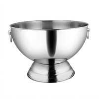 Winco Stainless Steel 3-1/2 Gallon Tapered Punch Bowl with Ring Handles and Footed Base