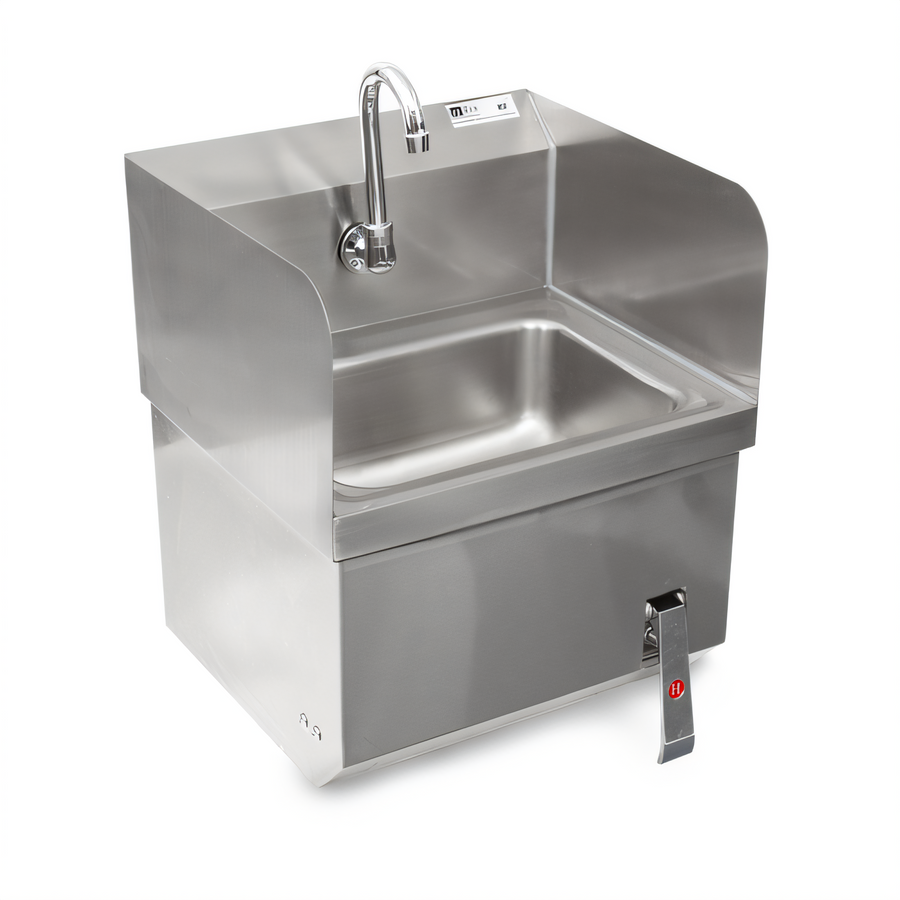 Product image #1 for Pro-Bowl Wall-Mount Stainless Steel Hand Sink with Apron, 14 x 10 x 5 Bowl, Knee Valve Faucet Included
