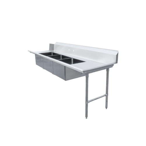 Product image #1 for Straight Soiled Dishtable with 3 Pre-Rinse Sinks, 108 x 30 x 44 Inches, Right-to-Left Operation
