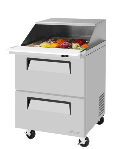 Product image #1 for Turbo Air Super Deluxe Two-Section Mega Top Refrigerated Prep Table with Drawers, 12 1/6 Pans, 27-1/2 Inch Wide