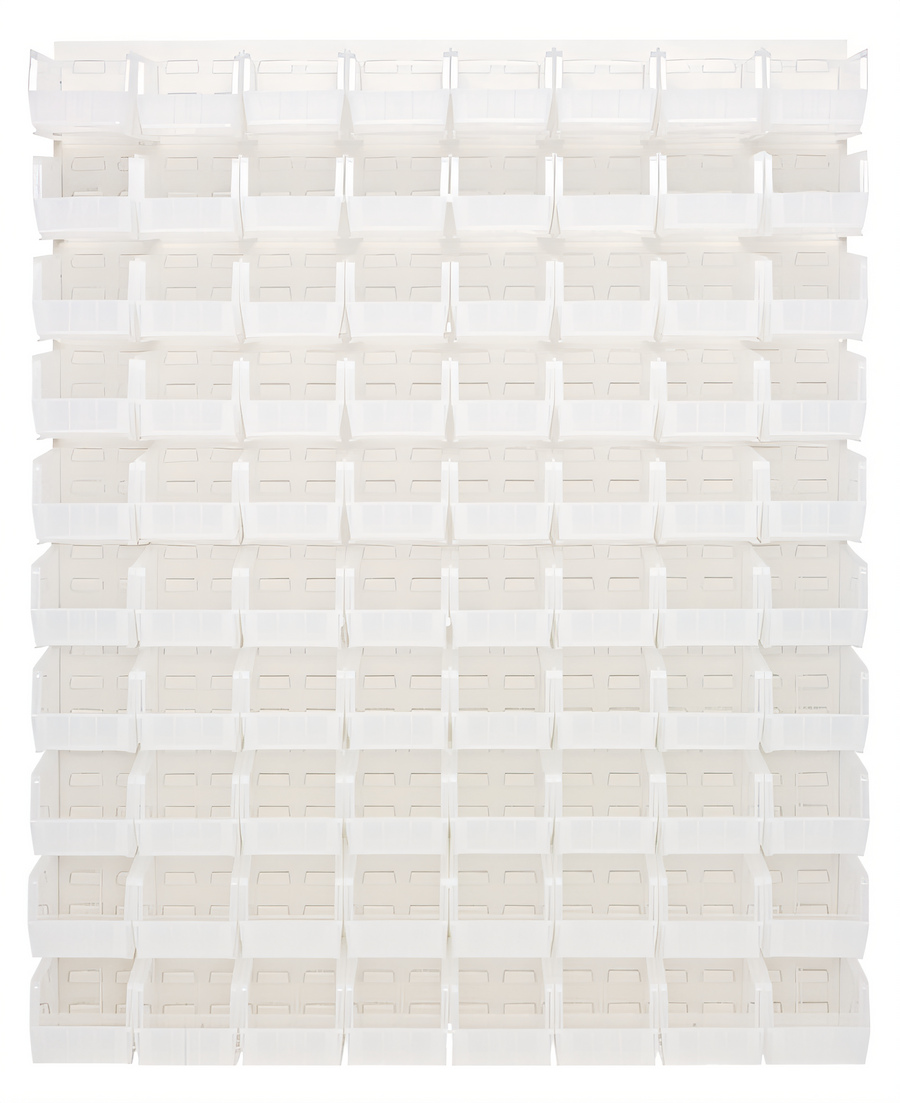 Product image #1 for Quantum Wall-Mounted Louvered Panel Starter Unit with 80 Clear Bins, 48 x 11 x 61 Inches
