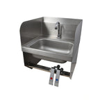 Thumbnail image #1 for BK Resources CP-D1410SS-KV-PG Wall-Mounted Hand Sink with Knee Valve, Gooseneck Spout, 14 x 10 x 5 in Bowl, 304 Stainless Steel