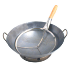 Thumbnail image #1 for Town Equipment Cantonese 42411 Round Stainless Steel Mesh Strainer, 11" Bowl, Reinforced Frame, 8" Wood Handle