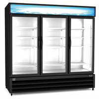 Kelvinator Commercial 81-Inch Three-Section Glass Door Reach-In Freezer Merchandiser, 72 Cu. Ft., Bottom-Mount Self-Contained, Black