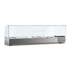 Thumbnail image #1 for Marra Forni GAC225 Refrigerated Countertop Condiment Rail, 88-Inch, 10-Pan 1/3 Size, Self-Contained, Glass Sneeze Guard