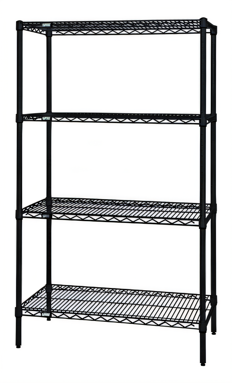Product image #1 for Quantum 48 in. W x 21 in. D x 74 in. H Black Epoxy Antimicrobial Wire Shelving Starter Kit