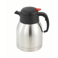 Winco 1.5 Liter Stainless Steel Double-Wall Insulated Carafe with Push-Button Top