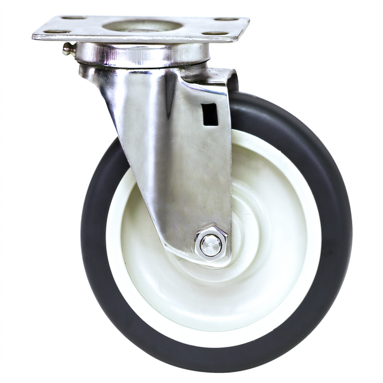 Product image #1 for Quantum Swivel Polyurethane Stainless Steel Plate Caster with Zerk Grease Fittings, 5-Inch x 1-1/4-Inch