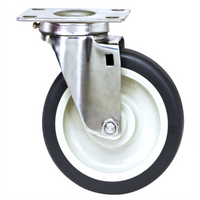 Quantum Swivel Polyurethane Stainless Steel Plate Caster with Zerk Grease Fittings, 5-Inch x 1-1/4-Inch