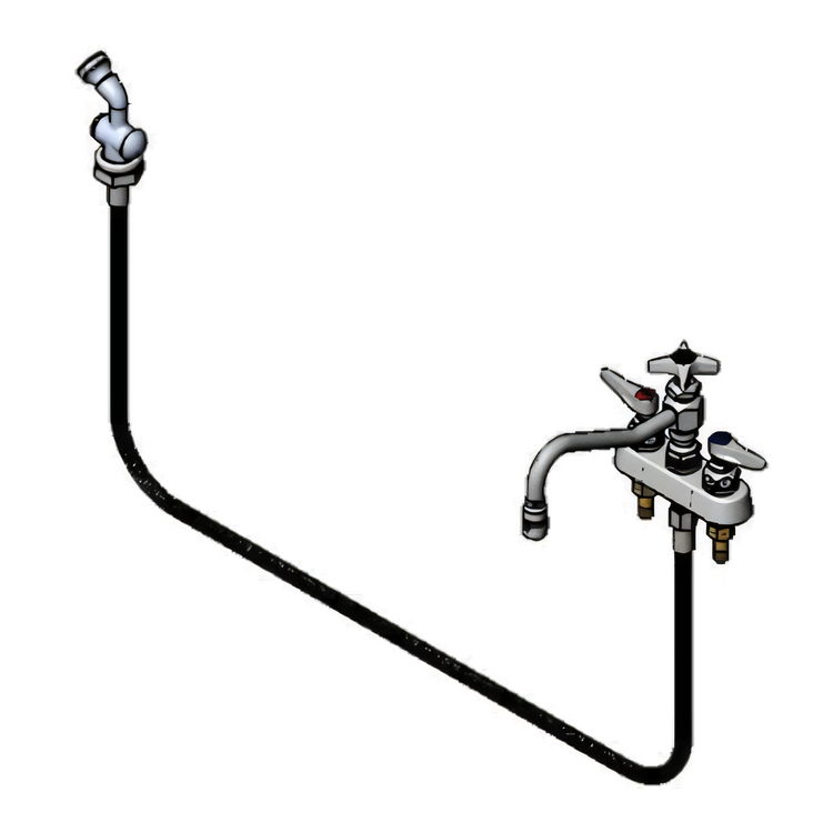 Product image #1 for T&S Brass Deck-Mount Workboard Faucet with 8-Inch Swing Nozzle and Hose Spray