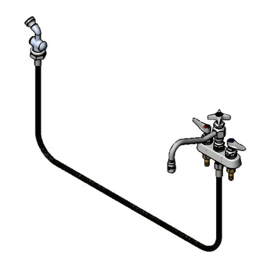 Product image #1 for T&S Brass Deck-Mount Workboard Faucet with 8-Inch Swing Nozzle and Hose Spray