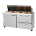 Thumbnail image #1 for Turbo Air PRO 60-Inch Two-Section Mega Top Sandwich/Salad Prep Table with Rear-Mount Self-Contained Refrigeration, 24-Pan Top, 2 Drawers and Locking Door