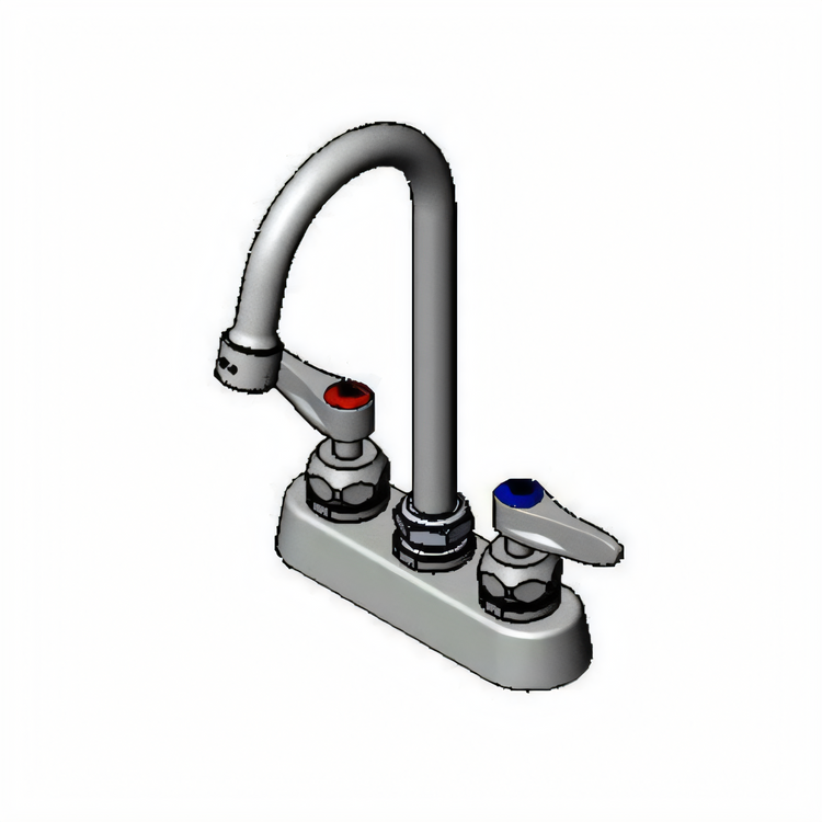 Product image #1 for 4-Inch Deck Mount Workboard Mixing Faucet with 4-3/8-Inch Swivel/Rigid Gooseneck and 2.2 GPM Vandal Resistant Aerator