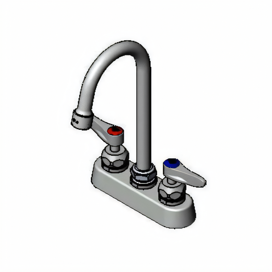 Product image #1 for 4-Inch Deck Mount Workboard Mixing Faucet with 4-3/8-Inch Swivel/Rigid Gooseneck and 2.2 GPM Vandal Resistant Aerator