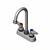 4-Inch Deck Mount Workboard Mixing Faucet with 4-3/8-Inch Swivel/Rigid Gooseneck and 2.2 GPM Vandal Resistant Aerator
