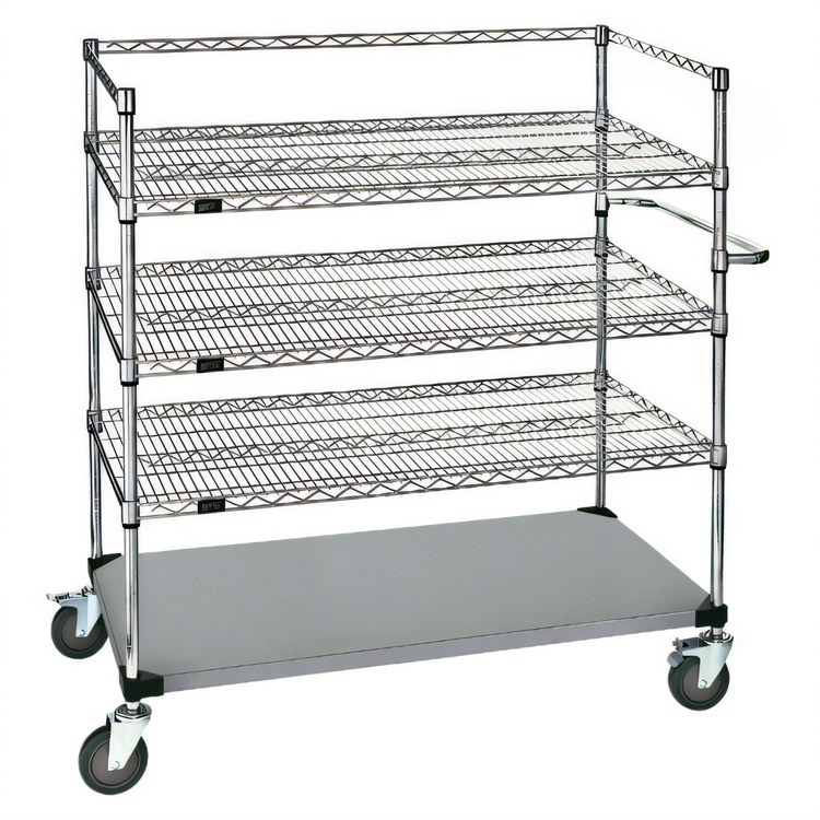 Product image #1 for Quantum 4-Shelf 3-Sided Stainless Steel Bus Cart, 36 x 24 x 60 Inches