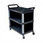 Thumbnail image #1 for Rubbermaid Commercial Products Xtra FG409300BLA 3-Shelf Enclosed Utility Bus Cart, Black, 300 lb. Capacity