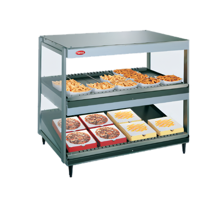 Product image #1 for Hatco Glo-Ray 36-Inch Countertop Two-Shelf Slant/Horizontal Pass-Through Merchandising Warmer with High Watt Top Shelf