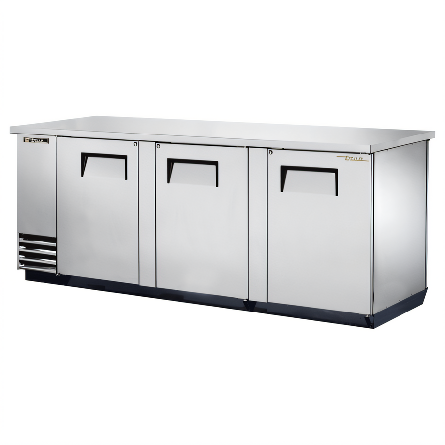 Product image #1 for True Three-Section Pass-Thru Back Bar Cooler, 90-3/8 Inch Wide, 6 Solid Locking Doors