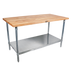 Thumbnail image #1 for John Boos TNS02 48 Inch x 24 Inch Wood Top Work Table with Stainless Steel Base and Adjustable Undershelf