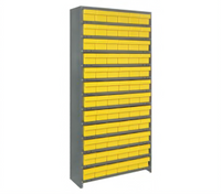 Quantum Closed Heavy-Duty Wire Shelving Unit with 72 Bins, 36 x 18 x 75 Inches, Stationary