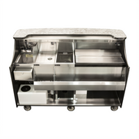 Top Shelf 66-Inch Mobile Bar with Hand Sink, Ice Chest, Bottle Well, Drainboard and Speed Rail