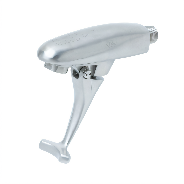 Product image #1 for EverSteel Wall-Mount Stainless Steel Push-Back Glass Filler with Dark Blue Self-Closing Arm