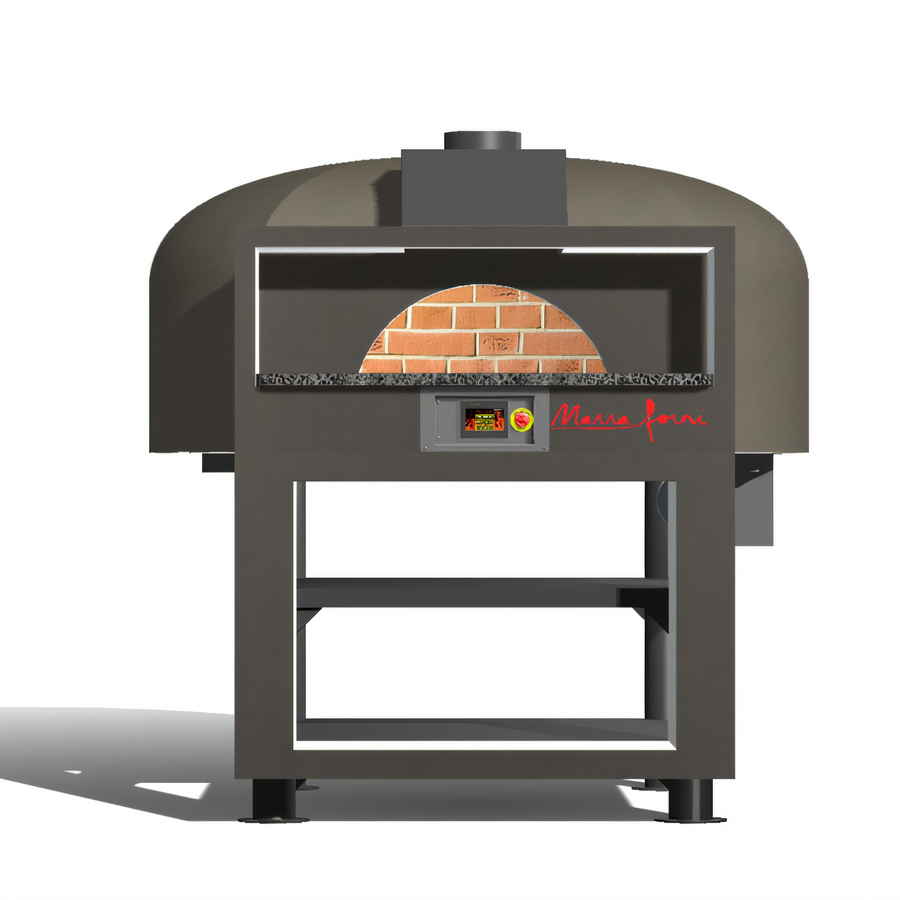 Product image #1 for Facade Enclosed Gas-Fired Round Brick Deck Pizza Oven with Programmable Touch-Screen Controls and Stand