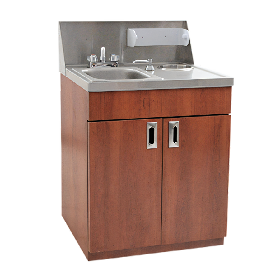 Product image #1 for Eagle Group PHS-A-H-LB Portable Self-Contained Hand Sink with Hot & Cold Water, Acrylic Plate, and Biltmore Cherry Laminate Cabinet