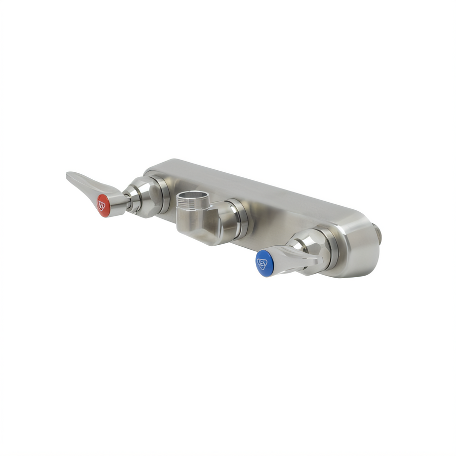 Product image #1 for T&S Brass EverSteel 8-Inch Centers Wall Mount Stainless Steel Workboard Mixing Faucet, Less Nozzle