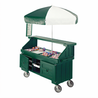 Cambro Camcruiser® Vending Cart with 4 Full-Size Wells, 72-Inch Umbrella, Kentucky Green