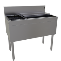 Glastender 36-Inch Stainless Steel Underbar Combo Ice Bin/Cocktail Unit with Left Bottle Well