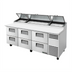 Thumbnail image #1 for True 93.5-Inch 3-Section Pizza Prep Table with 6 Drawers and Self-Contained Refrigeration