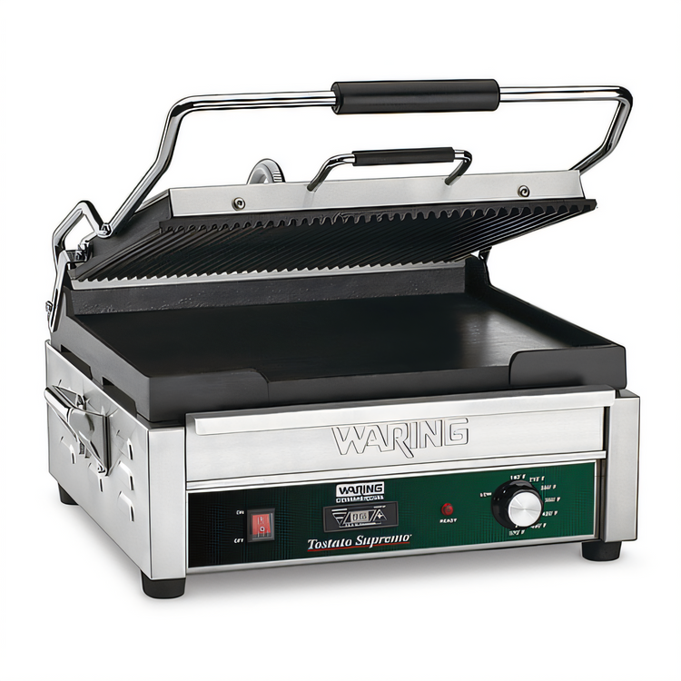 Product image #1 for Waring Commercial Dual-Surface Countertop Panini Grill with 14-1/2 x 11 Inch Cast Iron Cooking Surface