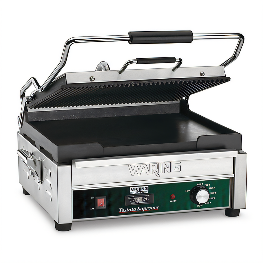 Product image #1 for Waring Commercial Dual-Surface Countertop Panini Grill with 14-1/2 x 11 Inch Cast Iron Cooking Surface