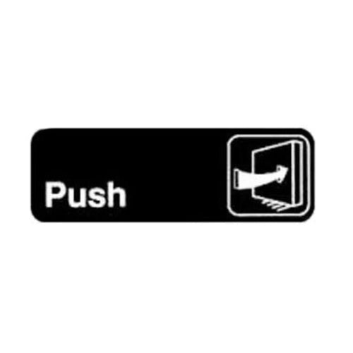 Product image #1 for Winco Push Information Sign with Symbol, 9 x 3 Inch, White on Black