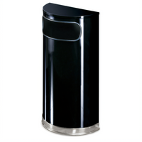 Rubbermaid Commercial European Series Half-Round Indoor Receptacle, 9 Gallon, Black/Chrome