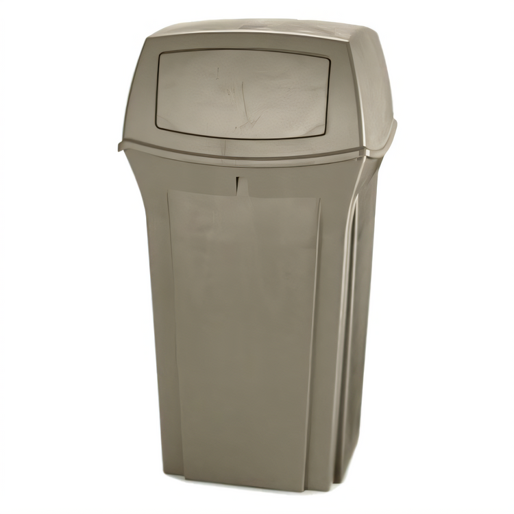 Product image #1 for Ranger Classic 35-Gallon Outdoor Trash Can with Permanently Attached Top, Beige
