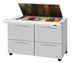 Thumbnail image #1 for Turbo Air PRO Series 48 1/4 Inch Mega Top Sandwich/Salad Prep Table with Flat Lid, 2-Section, 4-Drawer, 15 Cu. Ft.