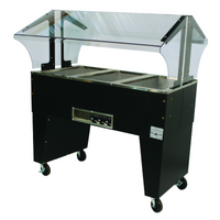Portable Electric Hot Food Buffet Table with 3 Galvanized Wells, Open Base, Double-Sided Sneeze Guard, 47-1/8 Inch Wide, 208-240V