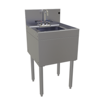 Glastender Free Standing Underbar Hand Sink Unit with Deck Mount Faucet, 18 x 19 Inch Stainless Steel