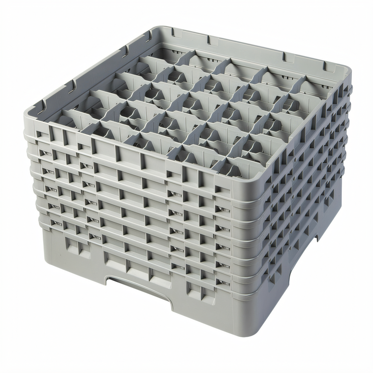 Product image #2 for Cambro Camrack Full Size 25-Compartment Glass Rack with 6 Extenders, Soft Gray