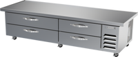 Beverage-Air Four-Drawer Chef Base Refrigerator with 89-Inch Extended Top