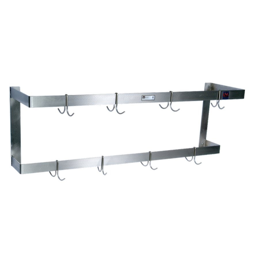 Product image #1 for John Boos 120-Inch Wall-Mount Double-Bar Stainless Steel Pot Rack with 20 Double Hooks