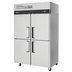 Thumbnail image #1 for Turbo Air M3 42.1 Cu. Ft. Two-Section Reach-In Refrigerator with 4 Half-Hinged Solid Doors, Top Mount Self-Contained