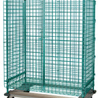 Thumbnail image #1 for Quantum MD1848-70SECP Mobile Wire Security Cage with Dolly Base, Shelves, Doors, Green Epoxy Finish, 48 x 18 x 70 Inches