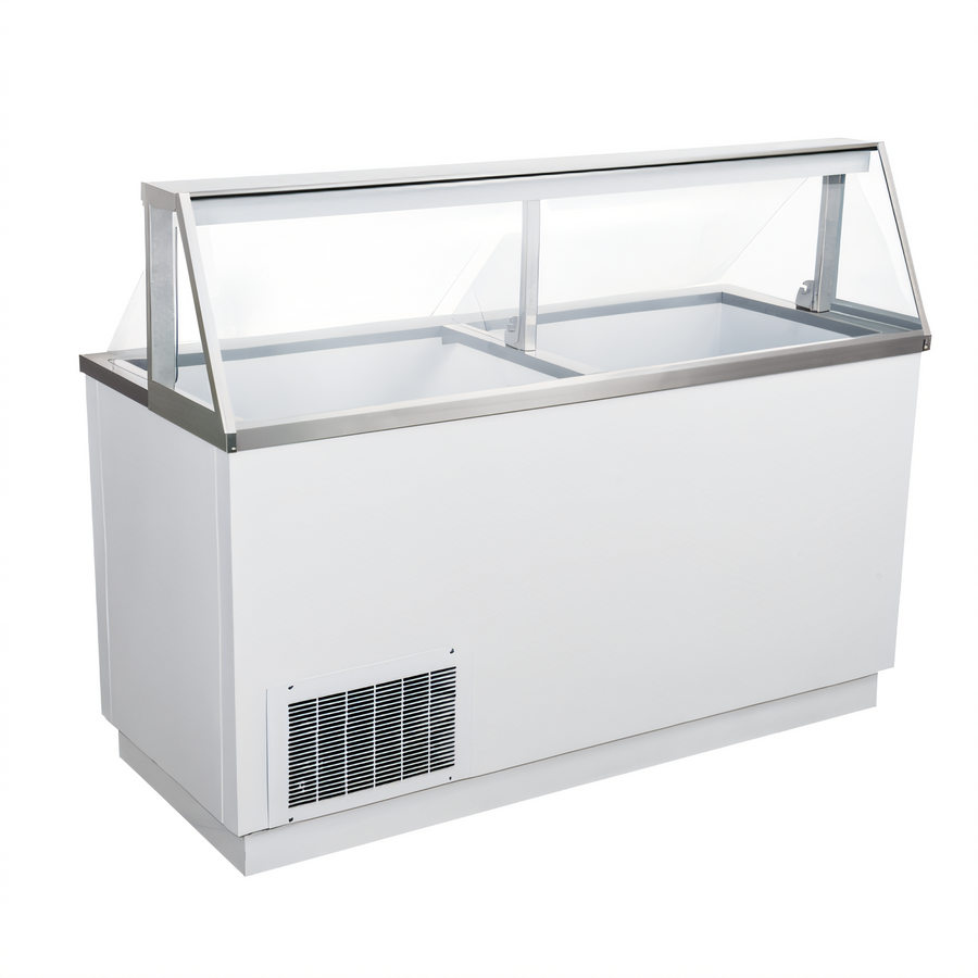 Product image #1 for Black Diamond 67-3/4-Inch Ice Cream Dipping Cabinet with Glass Canopy and Dual Glass Lids, 12 Tub Display / 8 Tub Storage