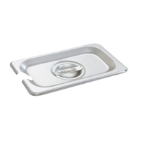 Crestware 1/9 Size Notched Stainless Steel Steam Table / Food Pan Cover with Handle