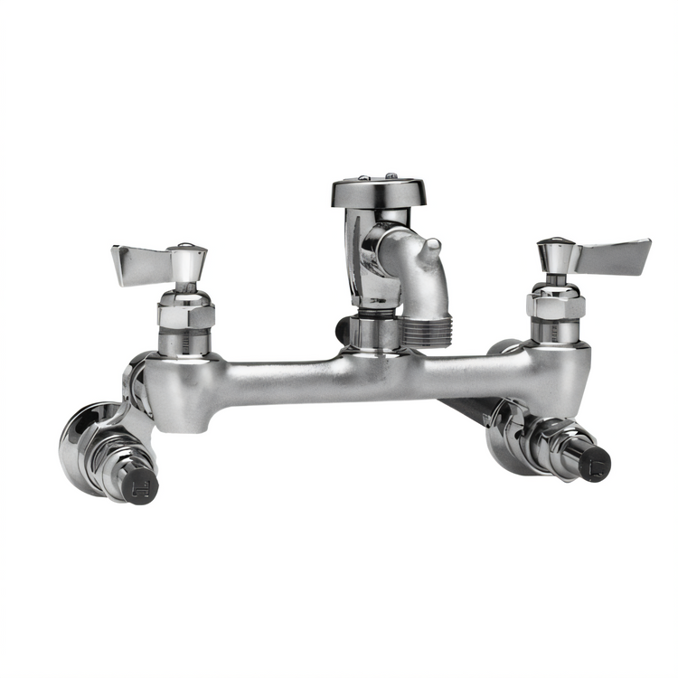 Product image #1 for Fisher 8-Inch Adjustable Service Sink Faucet with Short Spout, Vacuum Breaker, and Eccentric Stops