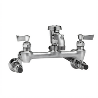 Fisher 8-Inch Adjustable Service Sink Faucet with Short Spout, Vacuum Breaker, and Eccentric Stops